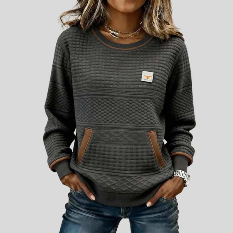 Eluline | Textured Crew Neck Sweatshirt
