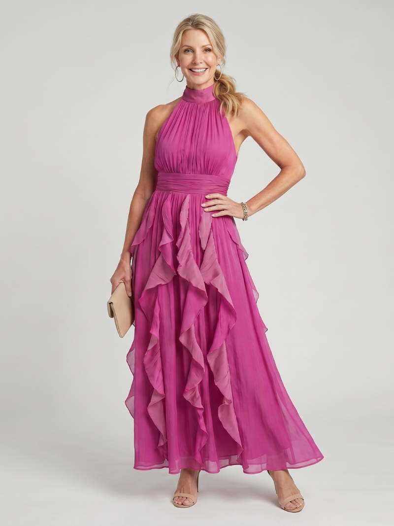 Louise | High Neck Ruffle Maxi Dress