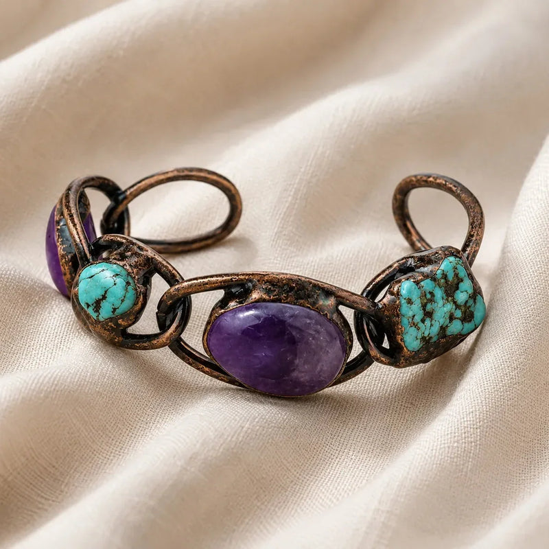 Glndy | Oval Gemstone Cuff Bracelet