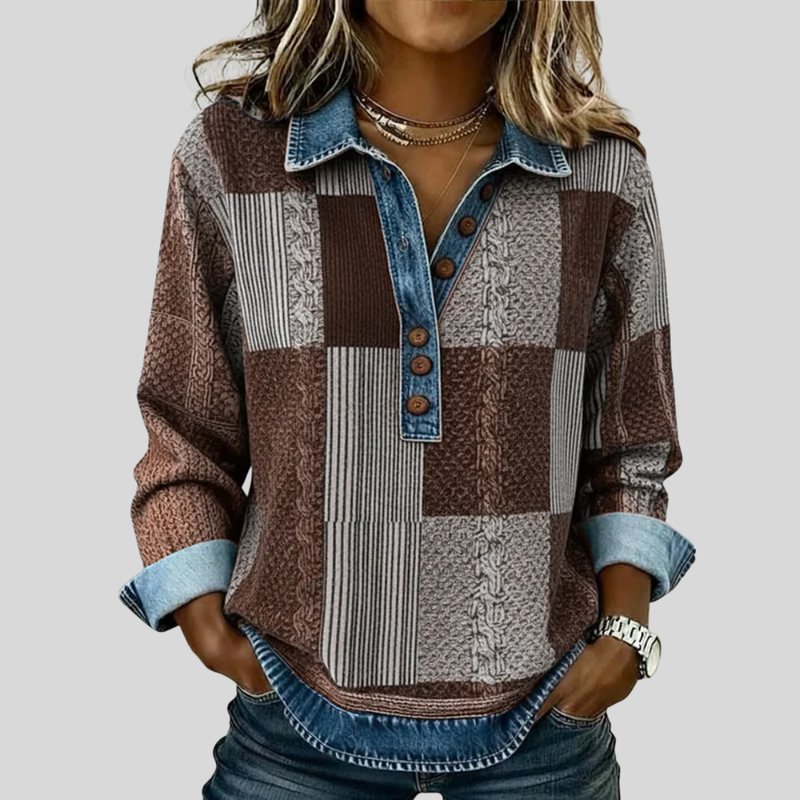 Shidi | Patchwork Collared Top