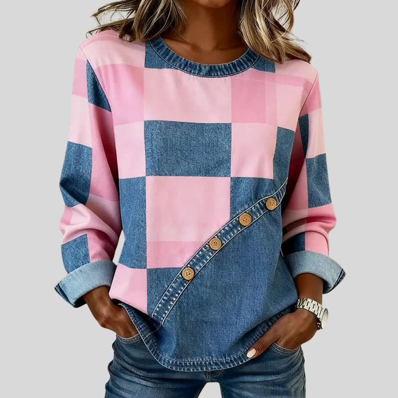 Lagen | Buttoned Patchwork Top