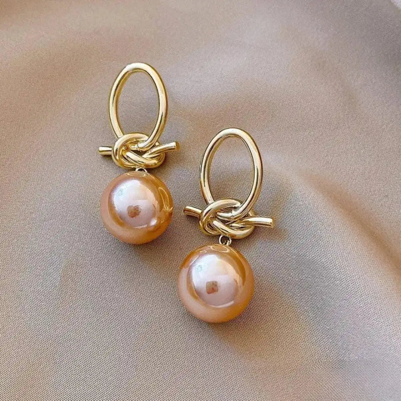 Sacy | Chic Pink Pearl Dangle Earrings