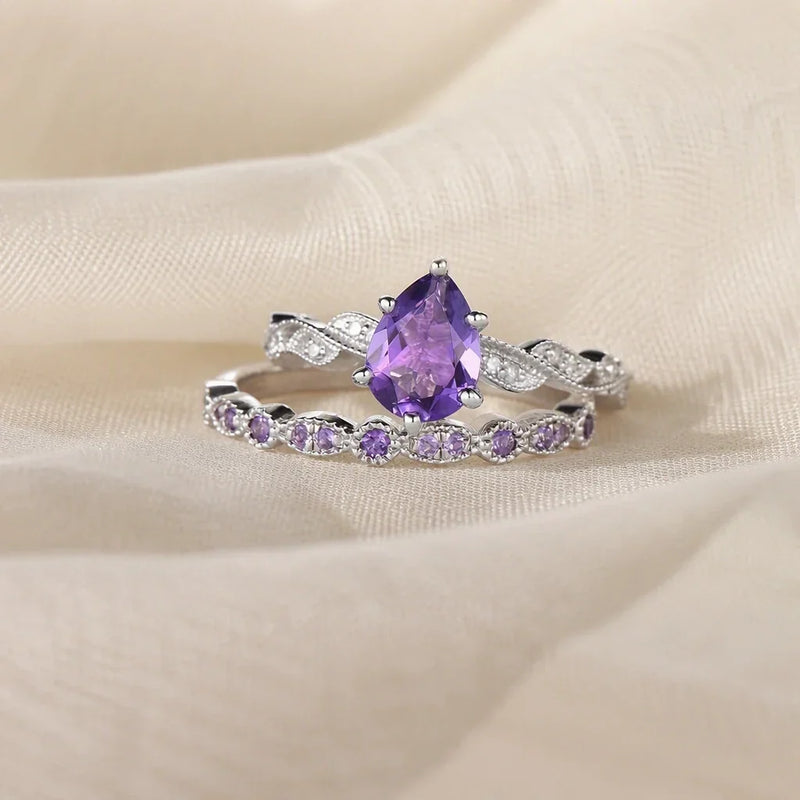 Vavie | Amethyst Braided Ring Collection