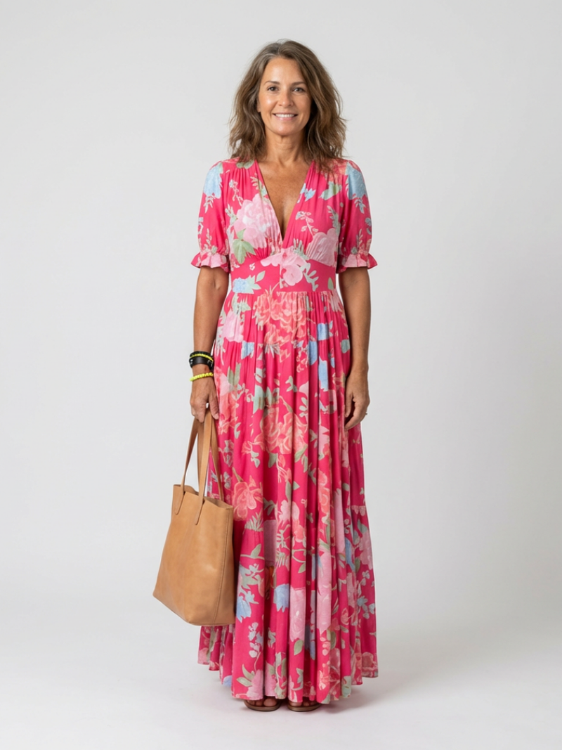 Beroline | Floral V-Neck Maxi Dress