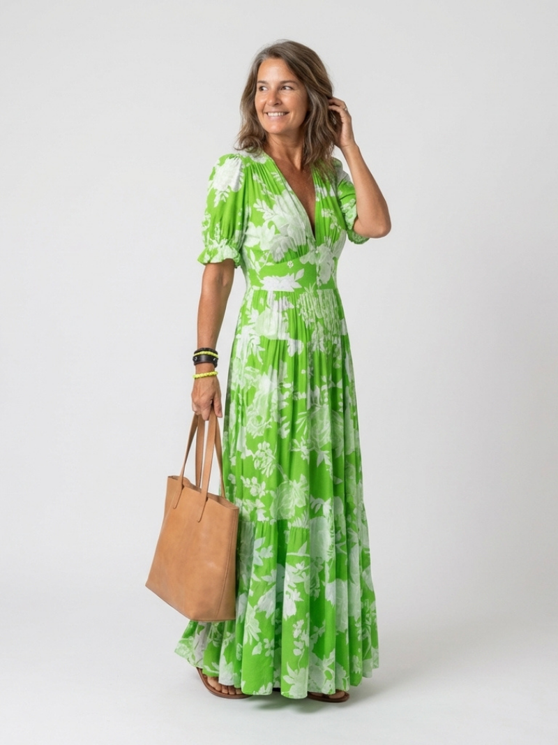 Beroline | Floral V-Neck Maxi Dress