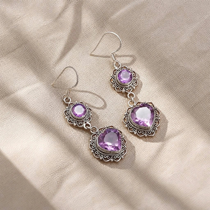 Luvia | Heart-Shaped Halo Drop Earrings