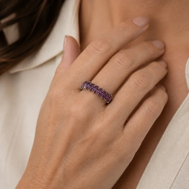 Phgen | Marquise-Shaped Eternity Band Ring
