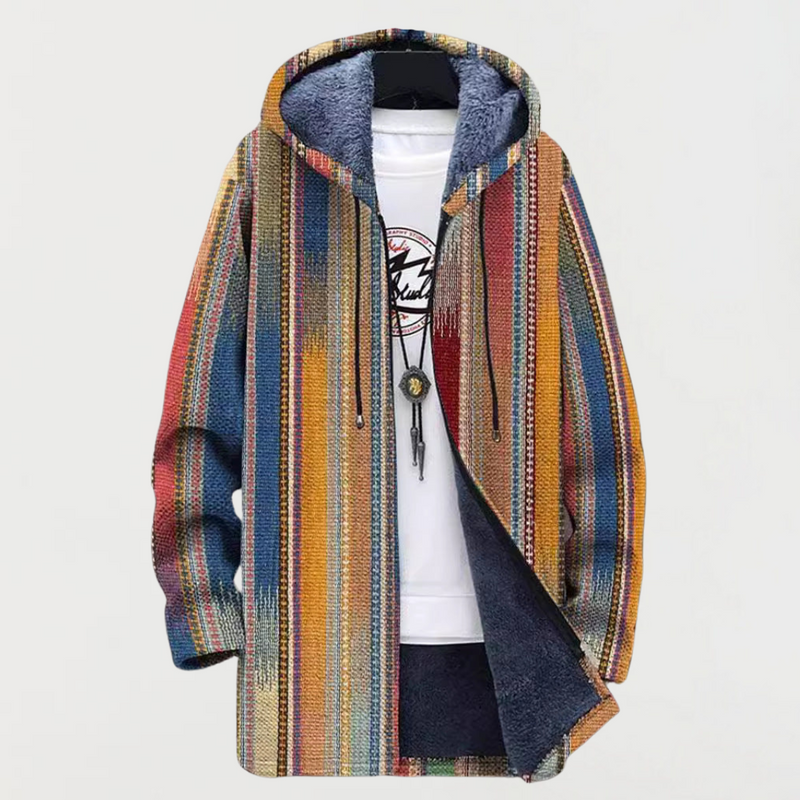 Halia | Striped Design Overcoat
