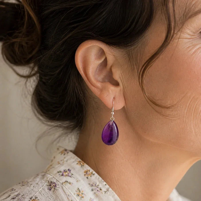 Hely | Silver Teardrop Puff Earrings