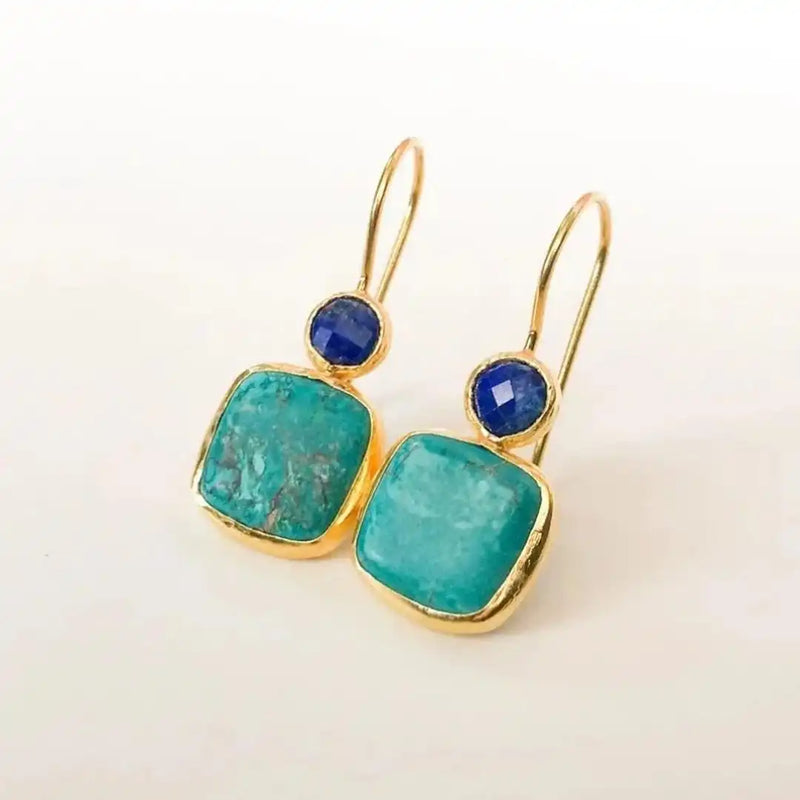 Maby | Antique-Inspired Gold and Turquoise Earrings