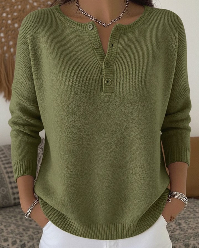 Gladys | Henley Button-Up Knit Jumper for