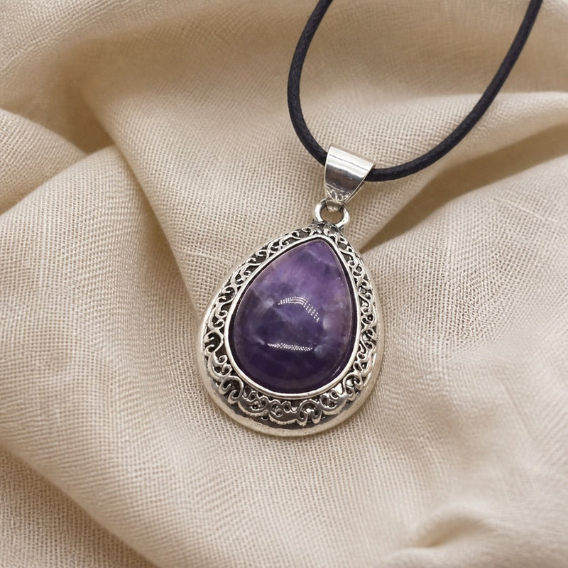 Grndy | Amethyst Teardrop Pendant Necklace