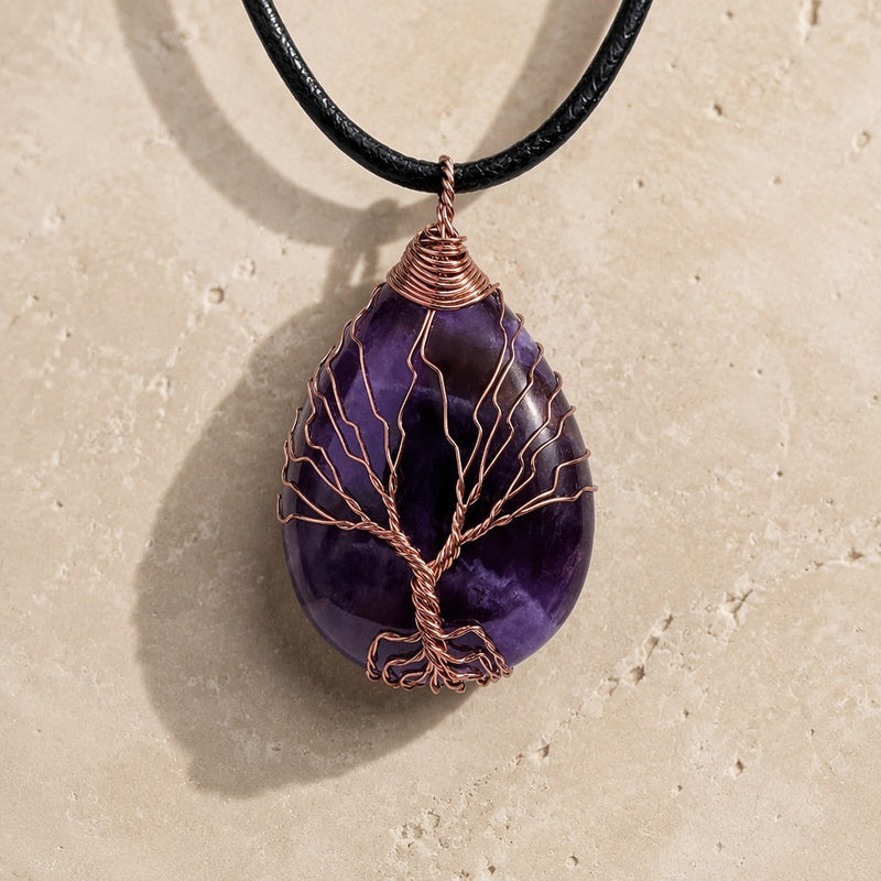 Agnna | Amethyst Tree of Life Pendant Necklace