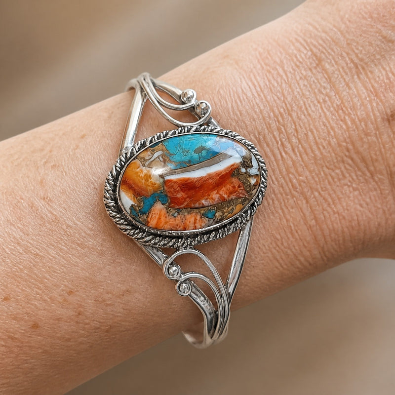 Bessica | Retro Oval Gemstone Cuff Bracelet
