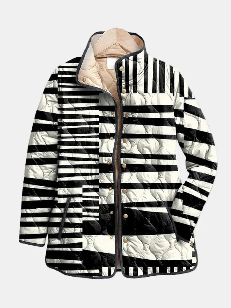 Viice | Black And White Abstract Quilted Jacket