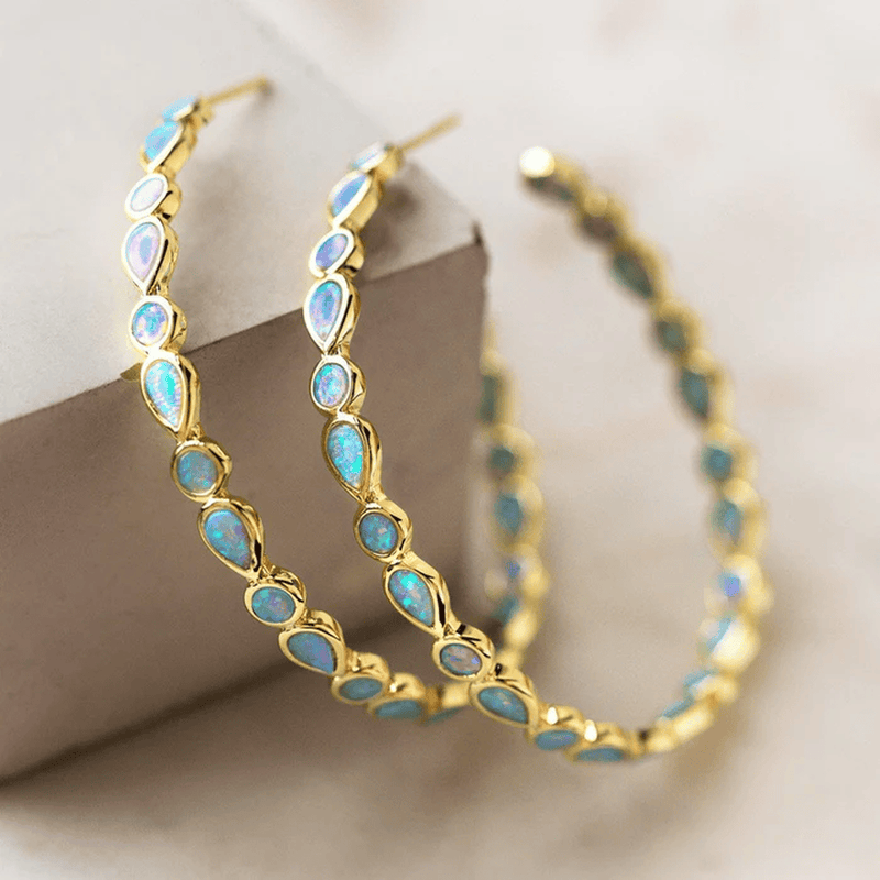 Lurcy | Retro Blue Opal Ring Earrings