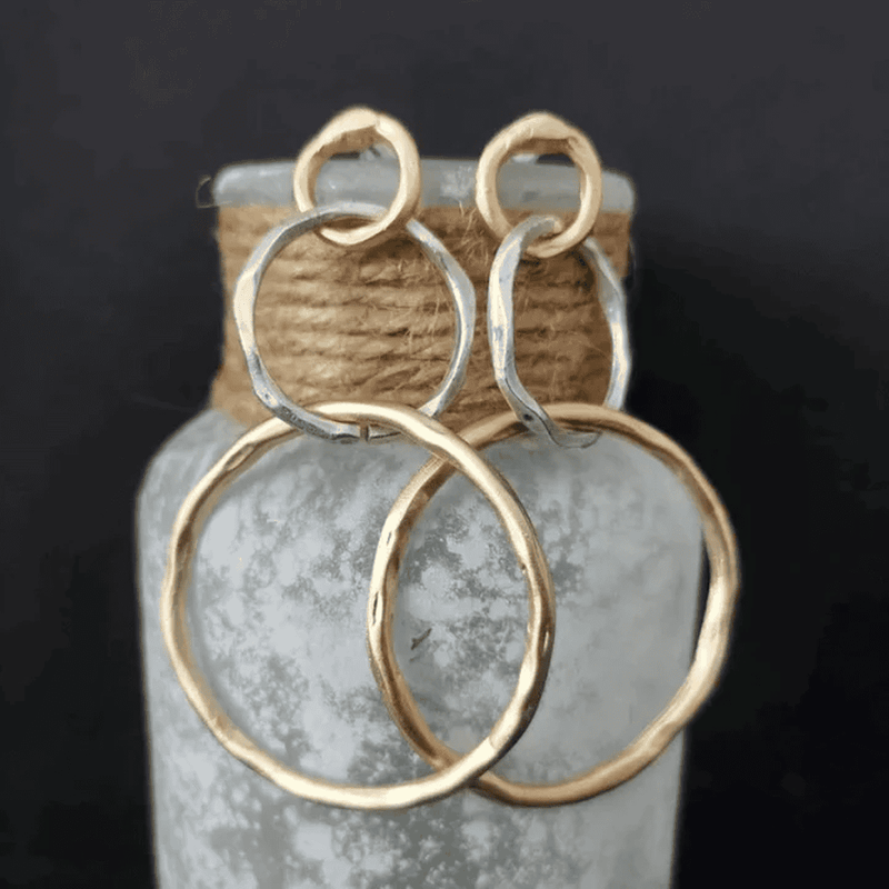Hosa | Retro Gold and Silver Hoop Earrings