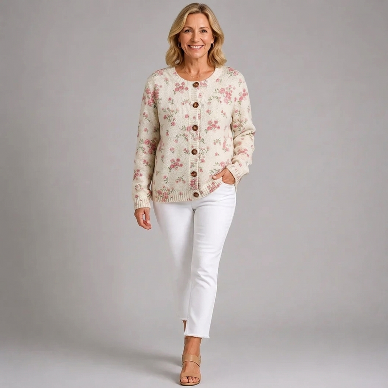 Hiby | Vintage Floral Knit Cardigan Sweater