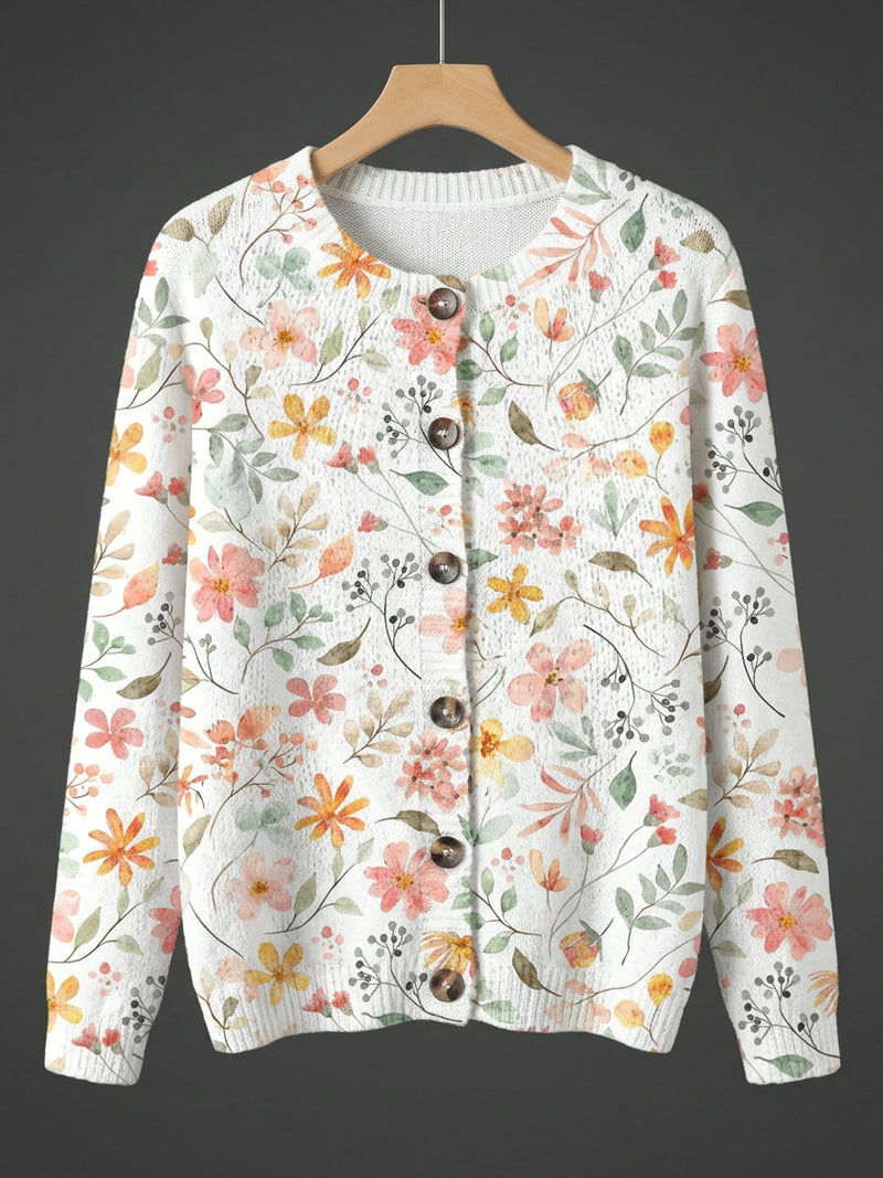 Pely | Vintage Floral Knit Cardigan Sweater