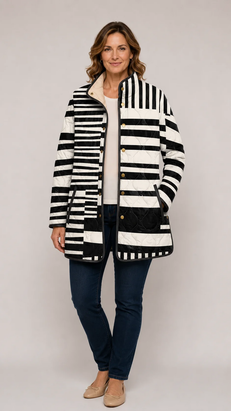 Viice | Black And White Abstract Quilted Jacket
