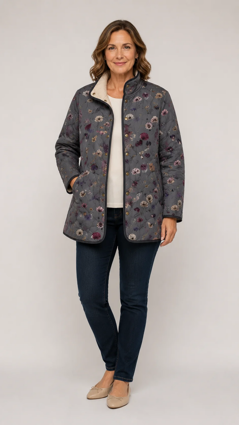 Aglia | Vintage Floral Print Quilted Jacket