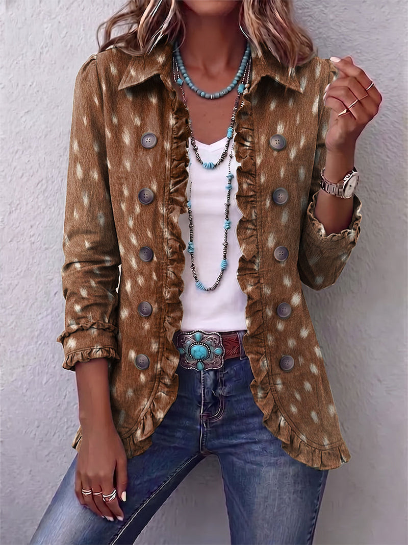 Ruria | Bohemian Animal Print Ruffled Jacket