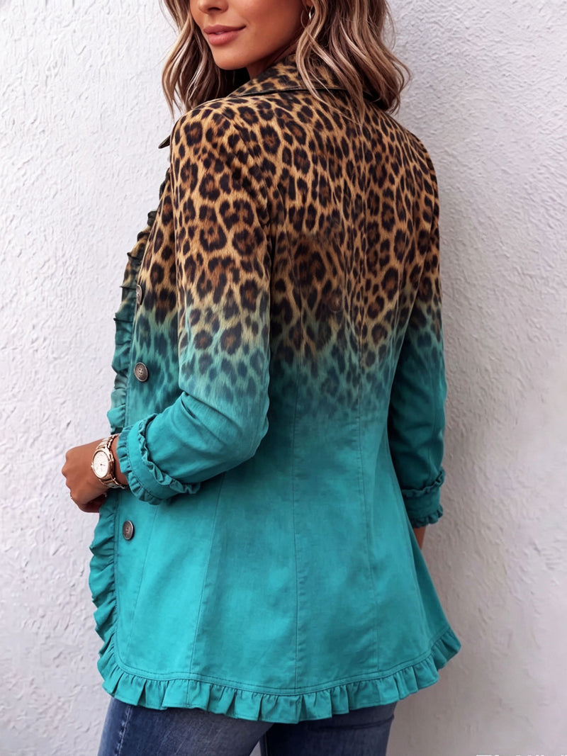 Agrbara | Leopard Ombre Ruffle Blazer Jacket