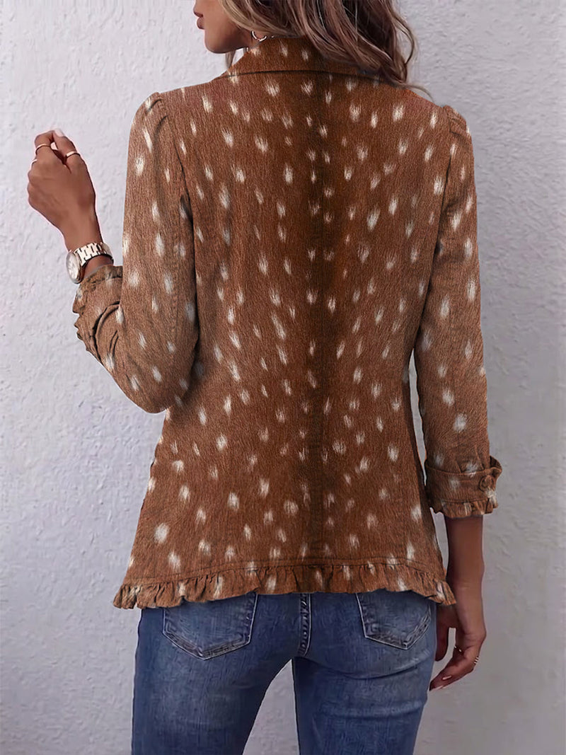 Ruria | Bohemian Animal Print Ruffled Jacket