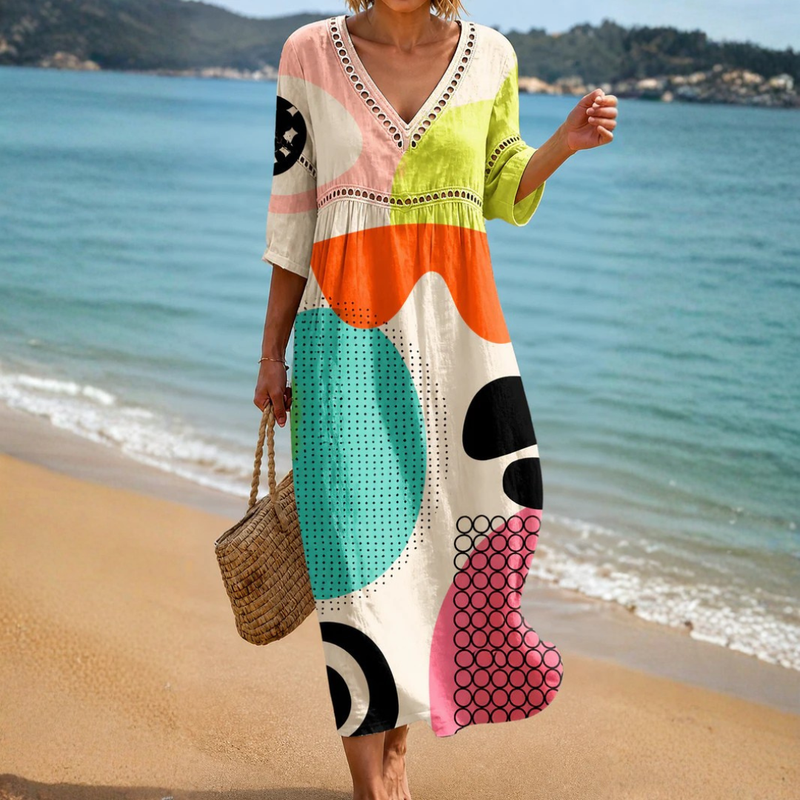 Elrene | Colourful Abstract Print Beach Dress