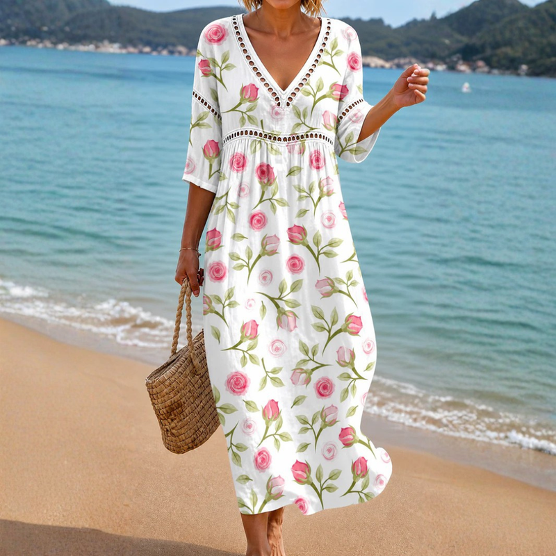 Cyce | Soft Summer Midi Dress With Rose Print