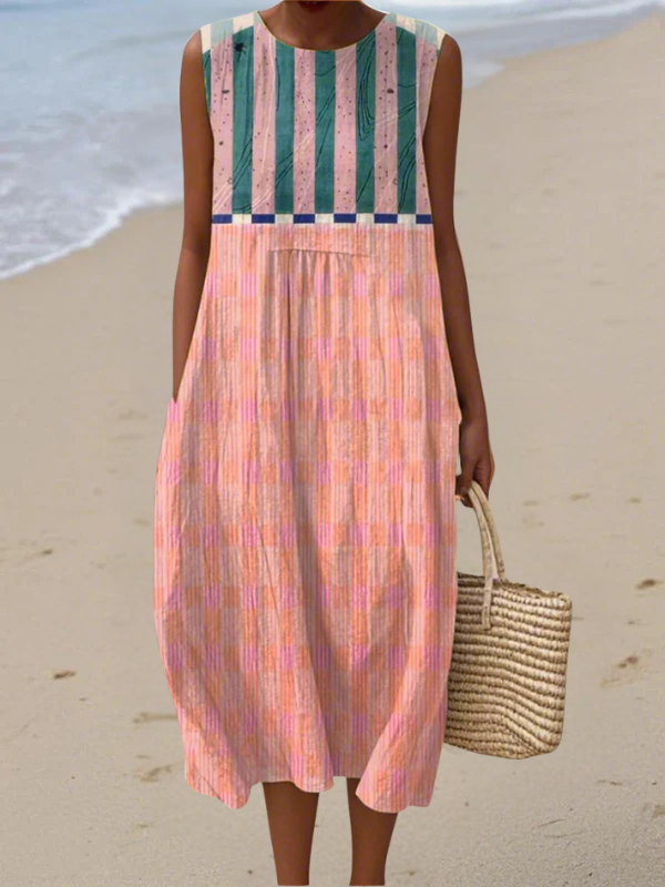 Harene | Striped Pastel Midi Dress