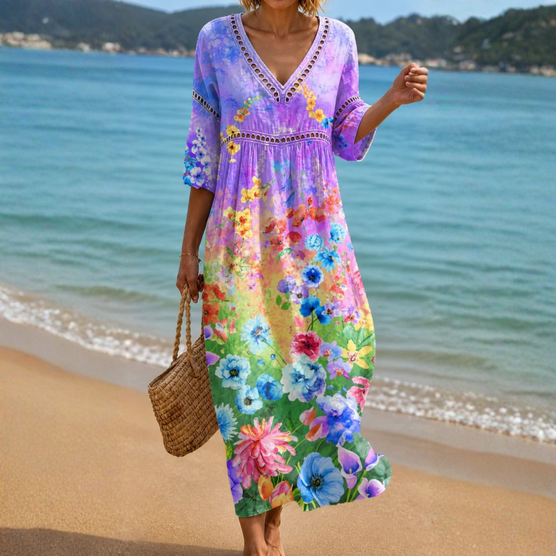 Hency | Beach Dress With Vibrant Flowers