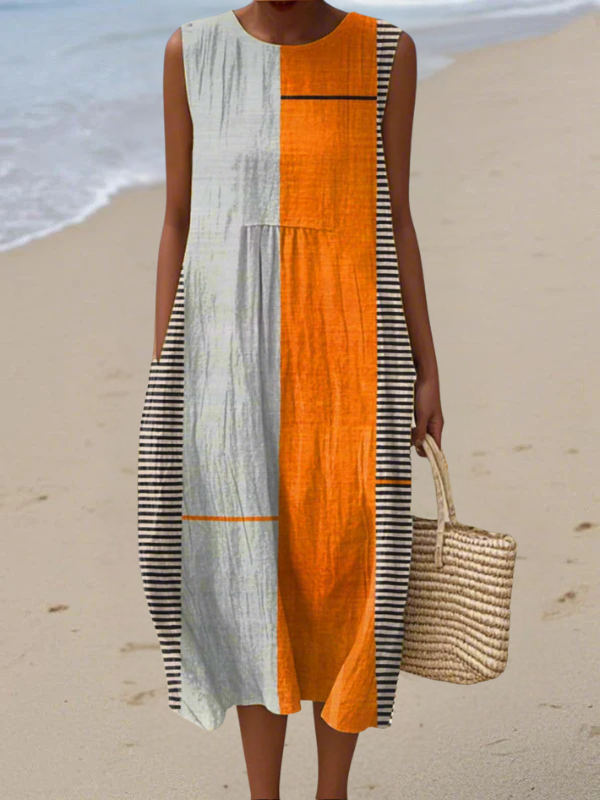 Pona | Colorblock Midi Dress