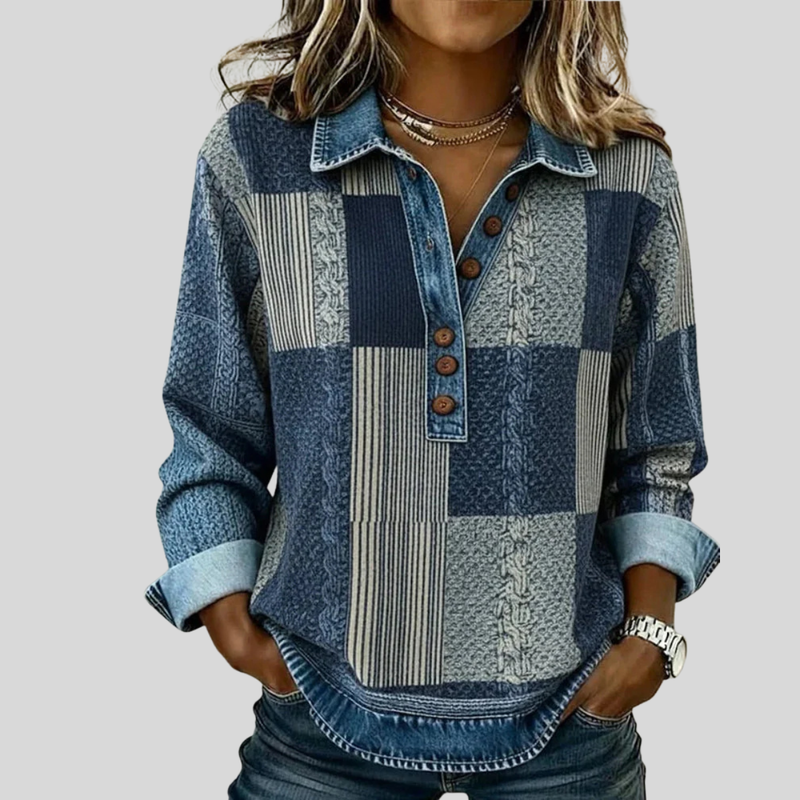 Shidi | Patchwork Collared Top