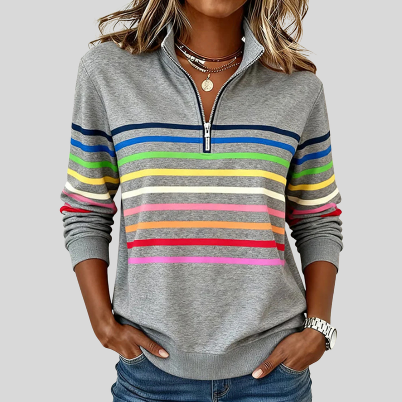 Kaenda | Colourful Striped Quarter-Zip Sweatshirt