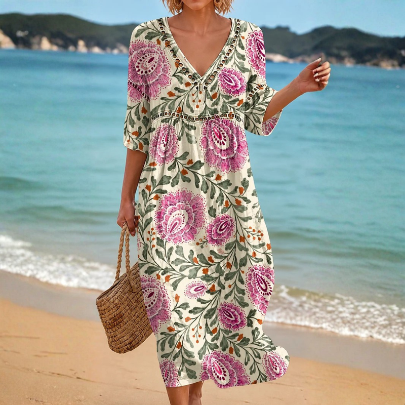 Lianne | Elegant Floral Beach Dress