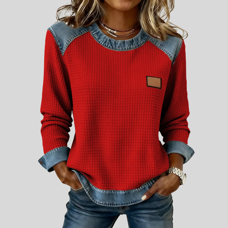 Marvia | Two-Tone Waffle Sweatshirt