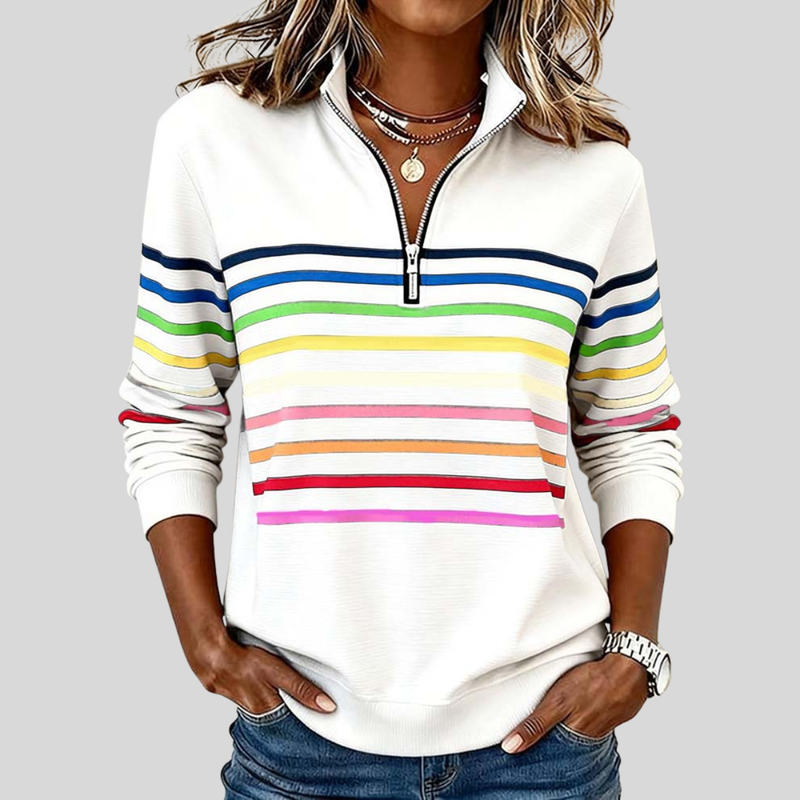 Kaenda | Colourful Striped Quarter-Zip Sweatshirt
