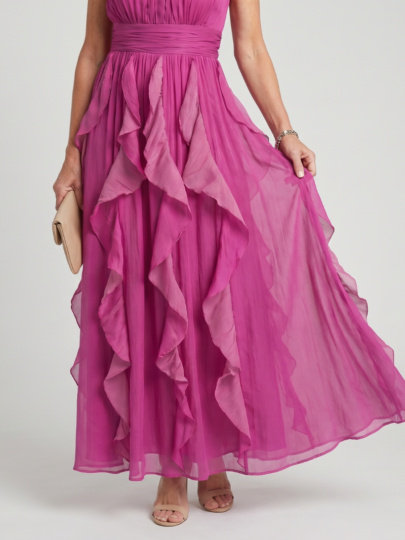 Louise | High Neck Ruffle Maxi Dress