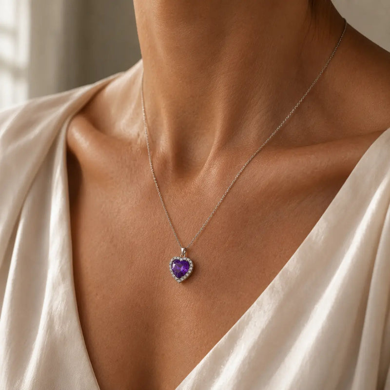 Litricia | Heart-Shaped Halo Pendant Necklace