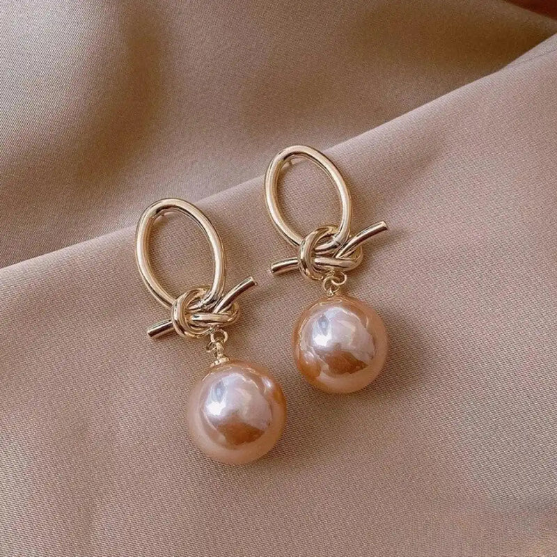 Sacy | Chic Pink Pearl Dangle Earrings