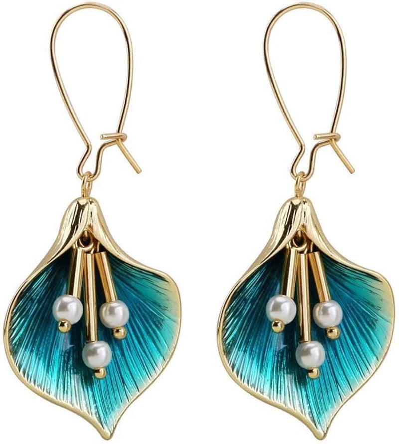 Mina | Antique Silver Earrings with Blue Lotus Design