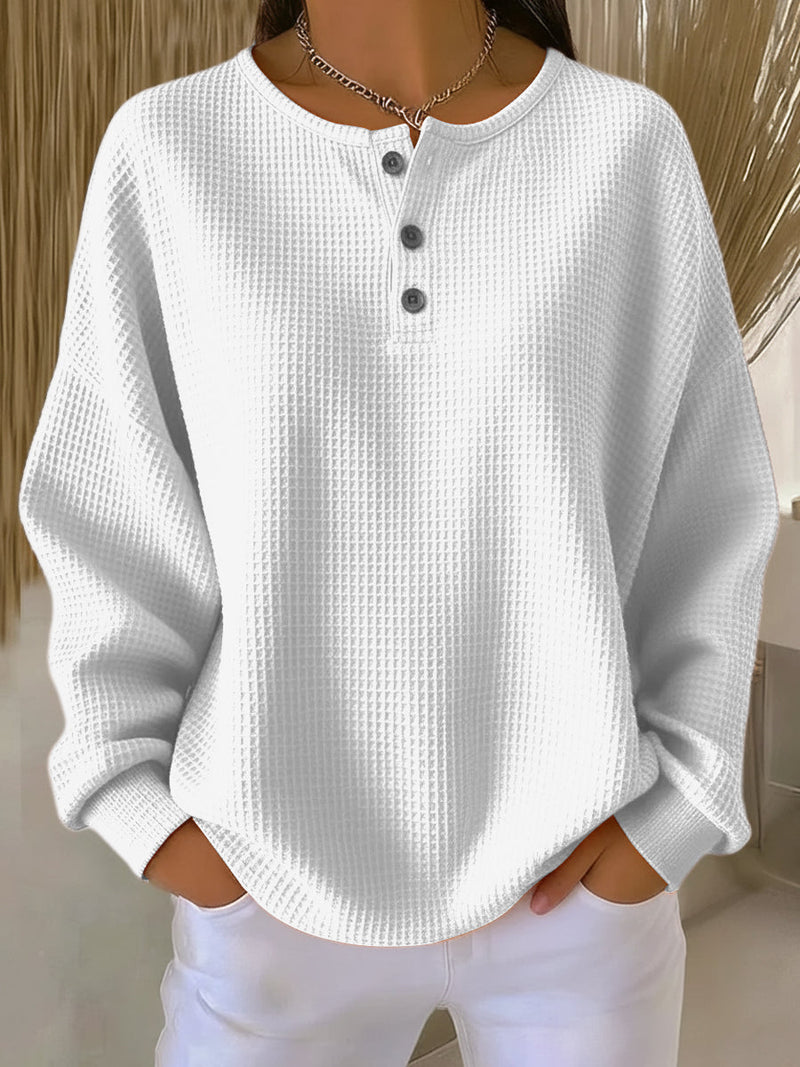 Cyyla | Cosy Waffle Henley Sweatshirt for