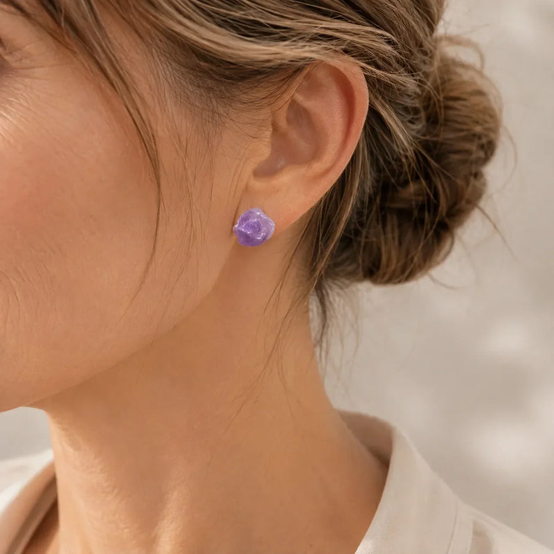 Mergia | Amethyst Abstract Crystal Stud Earrings