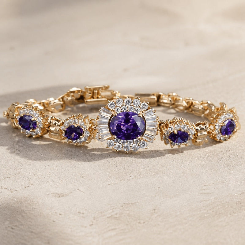 Matoria | Gold Bracelet with Amethyst Charm