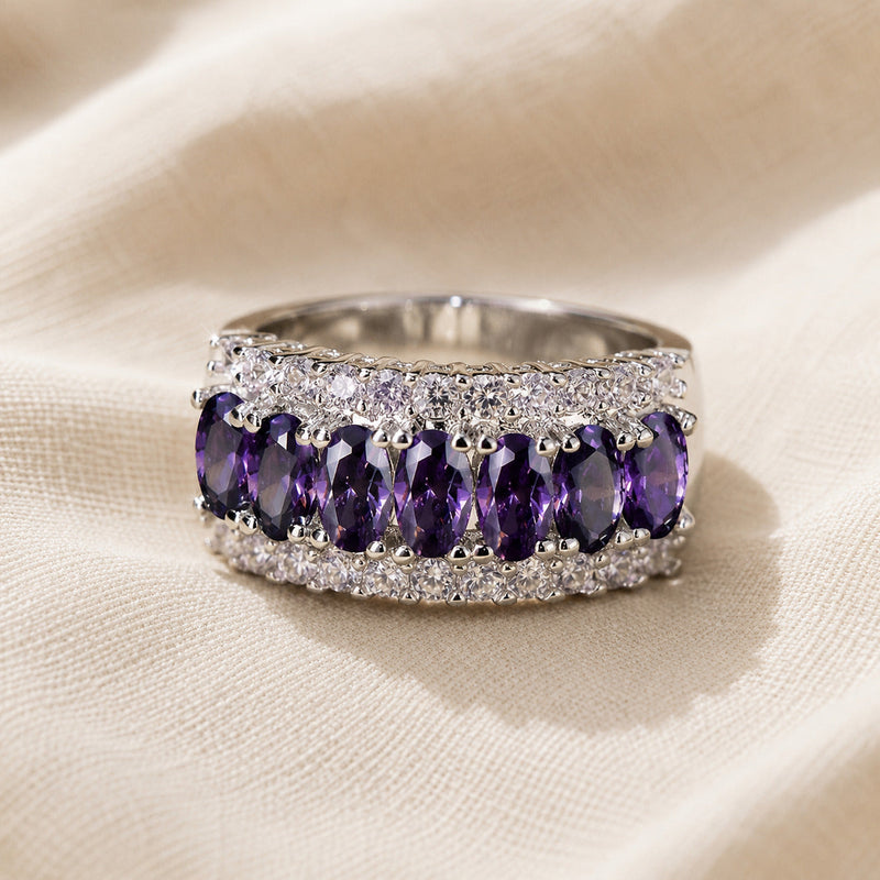 Mitie | Bohemian Amethyst Ring with Cubic Zirconia Accents