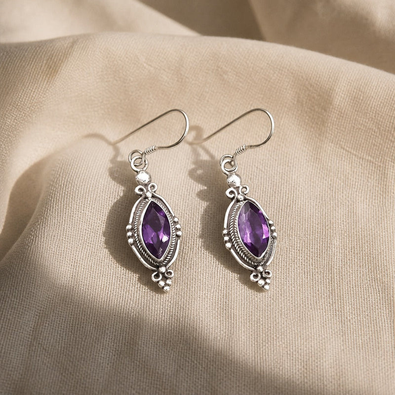 Cyanne | Amethyst Crystal Dangle Earrings
