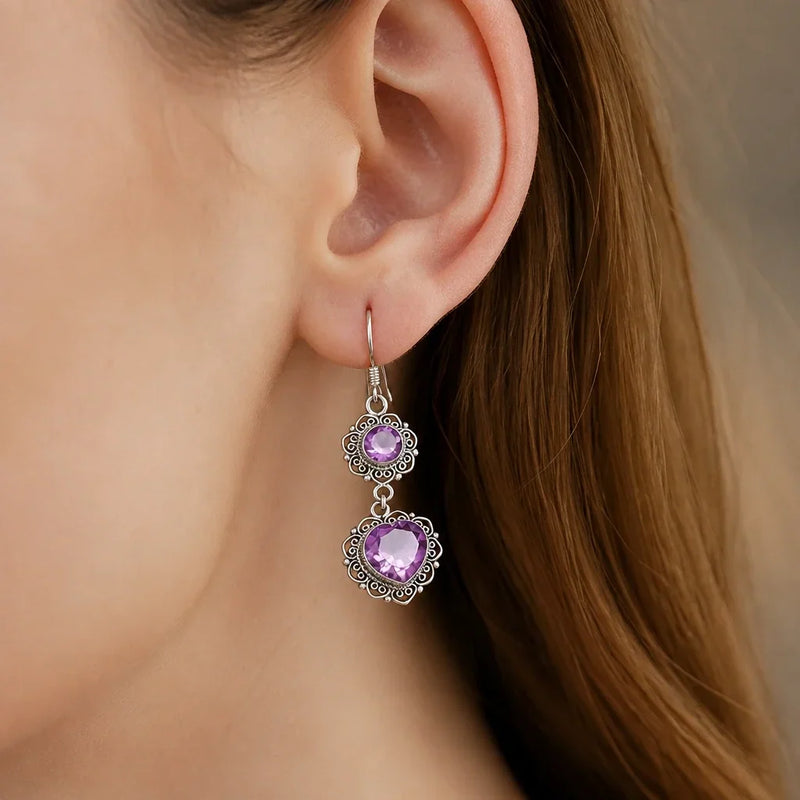 Luvia | Heart-Shaped Halo Drop Earrings