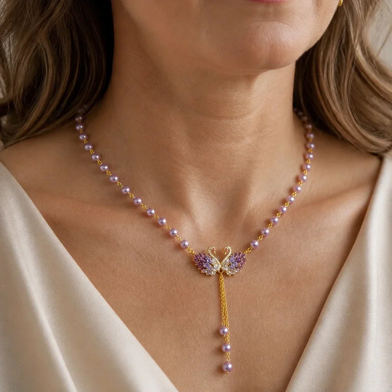 Fridi | Signature Purple Swan Pendant Necklace
