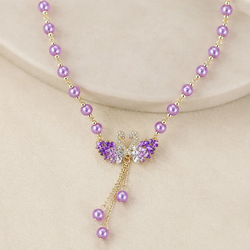 Fridi | Signature Purple Swan Pendant Necklace